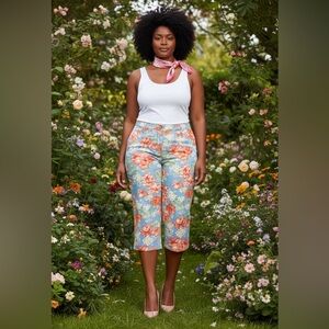 Jones NY floral cropped pants